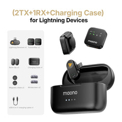 MAONO T1 Plus Dual-Capsule Wireless Lavalier Microphone Lapel Microphone for iPhone iPad Mini Mic for Video Recording Podcast