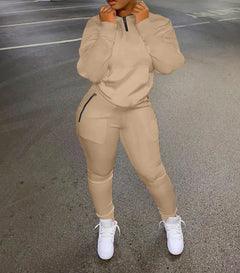 Two Piece Set Women Outfit Zip Detail Turn-Down Collar Long Sleeve Top & Ladder Cutout Pocket Pants Set 2023 Spring New Fashion