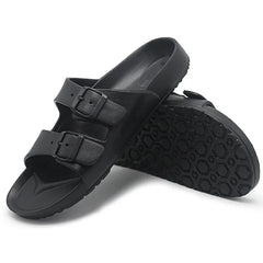 Litfun Women Summer Fashion Slippers 2025 New Outdoor Non-slip Beach Sandals With Double Buckle Indoor Casual Flat House Slides