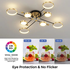 Interior Led Ceiling Lights Golden Smart Remote Control Dimming Ceiling Chandelier Home Lighting Fixture Bedroom Kitchen Lamp