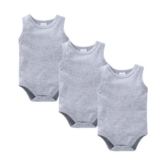 Kavkas 3 Pcs Summer Unisex Baby Vest Bodysuit 100% Cotton Sleeveless Newborn Solid Clothes 0-24 Months Clothing
