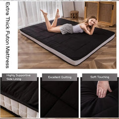 Foldable Roll Up Floor Futon Mattress for Adults Kids Narrow Twin Size Black
