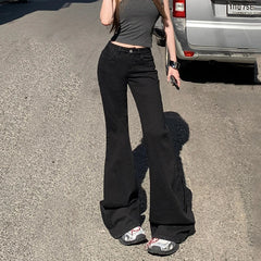 KSTUN 2025 New Low Waist Boot Cut Jeans For Women Fashion Stretch Denim Flared Pants Black Casual Female Bell Bottom Trousers