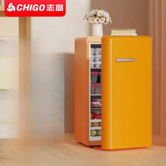 Chigo orange retro single door refrigerator, small medium family kitchen, refrigerator