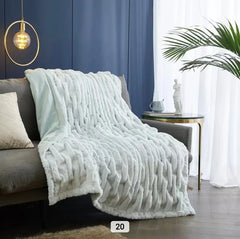Jacquard Style Thickened Double Layer Winter Lamb Plush Blanket Pink Ghost Printed Quilt Flannel Sofa Cover Coral Velvet Blanket