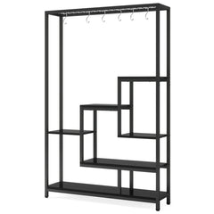 Tribesigns 5 Tiers Tall Indoor Plant Stand 70.9 inches Large Metal Plant Shelf with 10 PC S Hanging Hooks for Garden