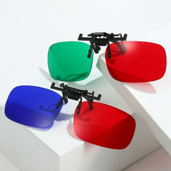 Red Green Blue 3D Glasses Clip Foldable Prescription Glasses for 3D Movies Gaming TV Strabismus Correction Amblyopia Training