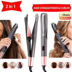 New Hair Straightener Curler 2 in 1 Negative Ion Fast Heating Styling