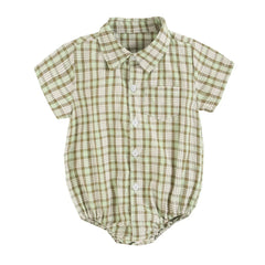 Sanlutoz Cotton Baby Boys Bodysuits Fashion Newborn Clothes for Baby Boy Short Sleeve Summer Baby Clothing Plaid