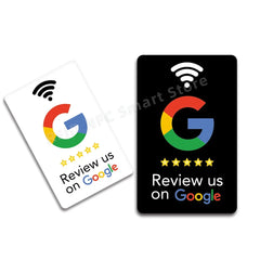 nfc tag 13.56Mhz Programmable Google Review Card NFC station table NFC Google Reviews display bending card standing bracket