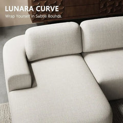 L-Shaped Sectional Sofa with Chaise, No Assembly, Ivory Beige Bouclé-Style Upholstery for Living Room