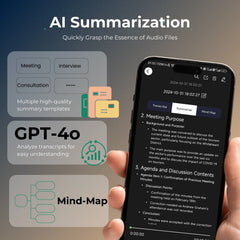 AI Powered Voice Recorder and Call Recorder with Speech-to-Text, Summarization, Translation, Supports 100 Languages, 64GB