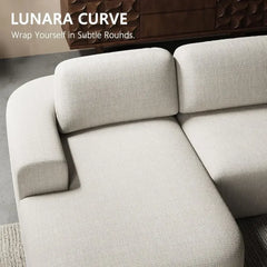 107 L-Shaped Sectional Sofa with Chaise, No Assembly, Ivory Beige Bouclé-Style Upholstery for Living Room