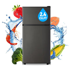 Refrigerator with Top Freezer 2.4Cu.ft Two Door Small Mini Fridge for Person Use with Egg tray, Grey