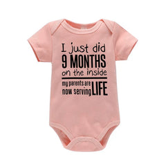 Funny "I Just Did 9 Months" Letter Print Newborn Bodysuit Casual Short Sleeve Jumpsuit Infant Baby Boys Girls Outfit Baby Onesie