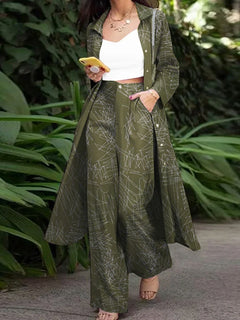 ZANZEA Fashion Autumn Long Sleeve Shirt 2PCS Women Suits Matching Sets Solid Loose Pant Sets Casual Wide Leg Trousers Oversized