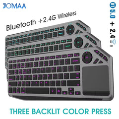 Bluetooth Wireless Keyboard with Touchpad 7-Colors Backlit 2.4g Rechargeable Trackpad Keyboard for Smart TV, IOS IPhone/IPad