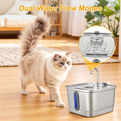 101oz/3l Stainless Steel Cat Water Fountain Automatic Pet Water