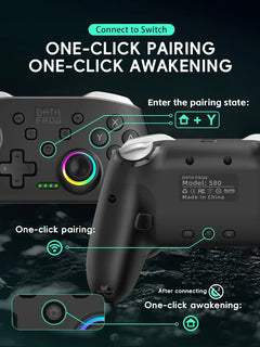 Wireless Game Controller for Switch 2 / Switch OLED / Lite Console Pro Joystick Gamepad with Turbo & 1000mAh Battery