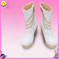 Hot Aesthetic White Leather Cosplay Boots - Halloween Comic-con Carnival Role Play Shoes