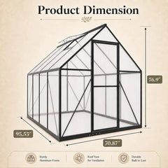 6x8 FT Polycarbonate Greenhouse, Walk-in Greenhouses for Outdoors, Aluminum Frame Plant Green House with Locking, Customized
