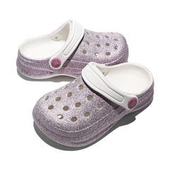 Kid's Glitter Clog and Mules, Lightweight EVA Garden Shoes, Non-Slip Sandals, Breathable Slip-On Shoes for Indoor Outdoor 168