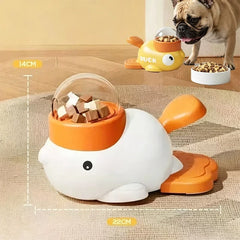 Dog 2-in-1 Interactive Toy Pet Automatic Food Treat Dispenser Cartoon Duck Design Slow Food Pet Snack Feeder for Dog Training