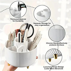 360° Rotating Makeup Organizer - 1pc Plastic Cosmetic Storage with 5