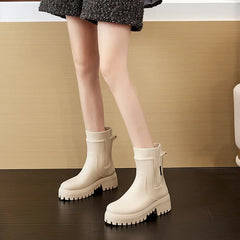 Rain boots women's four seasons fashion outdoor mid-tube waterproof non-slip rubber shoes fashion rain boots with cotton cover
