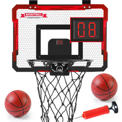 MQUDUO Door Mounted Mini Basketball Hoop Set with 3 Balls, Padded Backboard and Foldable Rim for Dorm Room Basketball Challenge