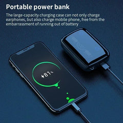 TWS Bluetooth Headphones 5.3 9D High Fidelity Wireless Headphones Touch IPX7 Waterproof Digital Display Headphones