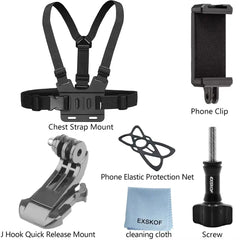 Mobile Phone Head Chest Strap Harness Mount Holder Kit Cell Phone Clip for IPhone/Samsung for GoPro AKASO DJI Osmo Action Camera
