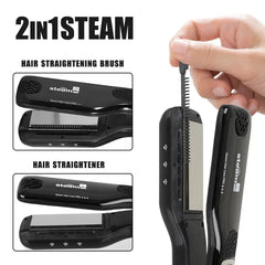 High quality   Wide Plate Steam Hair Straightener Temperature Controlled Perm Negative Ions Do Not Hurt Hair Ceramic Plate Strai