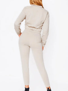Autumn Women's New Zipper Short Long Sleeve Suit Solid Color Fashion