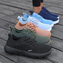 Men's and Women's Barefoot Shoes Wide Version Simple Platform Walking Sneaker Lace Up Outdoor Lightweight Casual Running Shoes