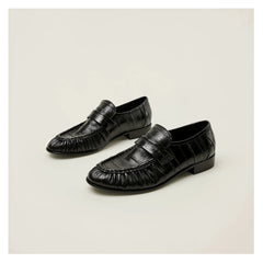 100% Genuine Eel Skin Flat Shoes Trendy Style High-End Good-Looking All-Matching Comfortable Refined and Simple  A40101