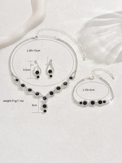 4PCS Fashion Elegant Crystal Jewelry Sets for Women Rhinestones