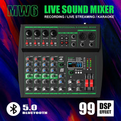 NXG MW Series 4/6CH Audio Mixer, 99 DSP Effects, Bluetooth 5.0, USB Audio Interface, for Live Stream, Karaoke, Recording & Podcast, Factory Direct | Clearance Sale