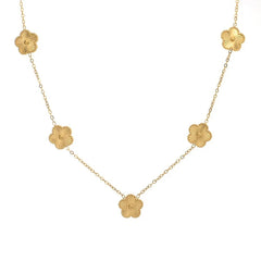 14K Gold Plated Stainless Steel Necklace Woman Five Leaf Petals Double