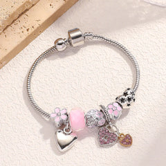 Bohemian Pink Cherry Blossom Love Bracelet Pendant Bead Design Summer