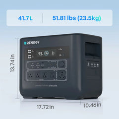 Renogy PowerStation 2000 Portable Power Station, 2048Wh LiFePO4 Solar Generator, 2400W/3600W Surge, TT-30 RV Outlet, ≤20ms UPS Backup, 25dB Quiet, 1-Hr Fast Charge for Home & Off-Grid