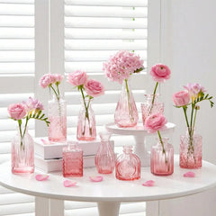 12 Pack Glass Bud Vase Set, Small Vintage Flower Vases for