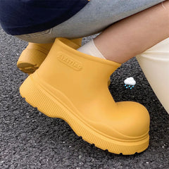 Rubber boots for women waterproof boots short barrel loose water shoes thick bottom ankle women's rain boots