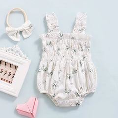 ma&baby 0-24M Baby Girl Romper Newborn Infant Jumpsuit  Floral Print Sleeveless Clothing Headband Summer Outfits