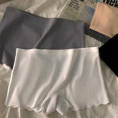4-Piece Set Of Women's Mid Waist Solid Color Flat Angle Pants, Sexy Comfortable Seamless Safety Pants, Women's Sports Underwear