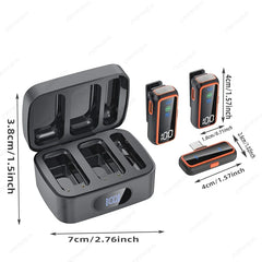 2.4G Wireless Lavalier Microphone Voice Changer AI Noise Cancelling Dual LED Display Charging Case Deep Voice Female Voice Black