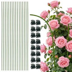 Plant Support Stakes with Orchid Clips Ties Bendable Single Stem Support Rods Holder Sticks for Potted Plants Flowers Vegetables