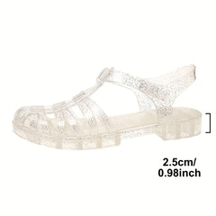 Ladies' Flat Sandals Jelly Shoe Hollow out Sequin Design Comfortable Footwear Fashionable Summer Foot Cover