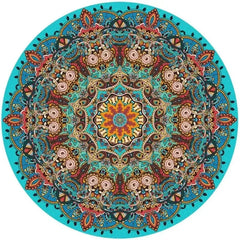 VIKAMA Printed Boho Style Round Crystal Velvet Carpet Floor Mat Living Room Bedroom Coffee Table Hanging Basket Mat