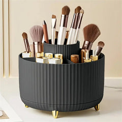 360° Rotating Makeup Organizer - 1pc Plastic Cosmetic Storage with 5